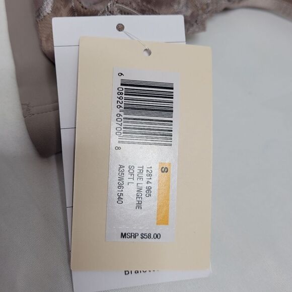 NEW TRUE soft lace thong and soft lace wirefree bralette in‎ mink gray set S - Picture 10 of 11